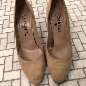 Tan Chanel heels
